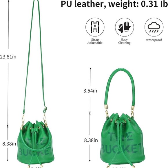 Mini Leather Bucket Bags for Women Drawstring Crossbody Handbags Hobo Bag - Picture 3 of 7